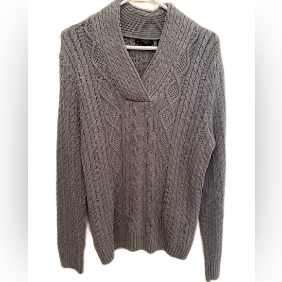 Jeanne Pierre Sweater XL Gray Cable Net Sweater EUC - Picture 1 of 10